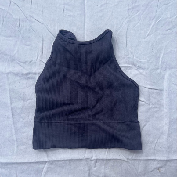 Gilly Hicks Ribbed Seamless Longline High-Neck Bra Top - Picture 2 of 4